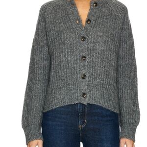 Stiches And Stripes Gray Button-Up Women's Sweater Sz M New